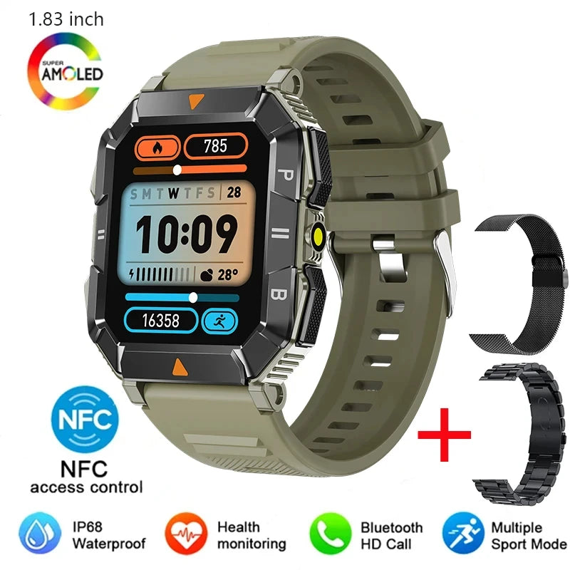 Silica Gel Waterproof Android Square Shaped Bluetooth Smartwatch