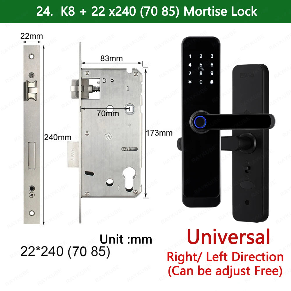 Wifi Smart Fingerprint Digital Electric Door Lock with Longer Handle Panels