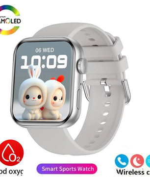 Silica Gel Smart Bluetooth Voice Support Square Shaped Sports Watch