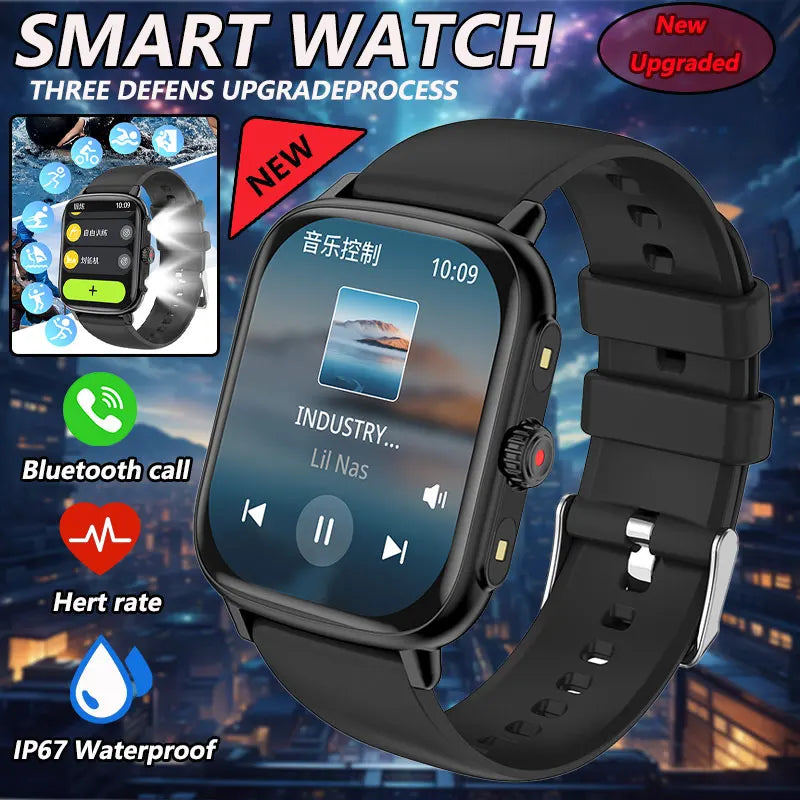 Silica Gel Waterproof Android Square Shape Bluetooth Smartwatch