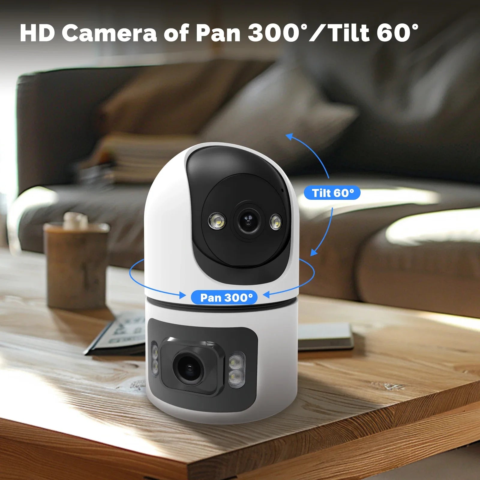 Moes 2.4GHz WiFi Dual Screen Lens Indoor Night Vision Camera