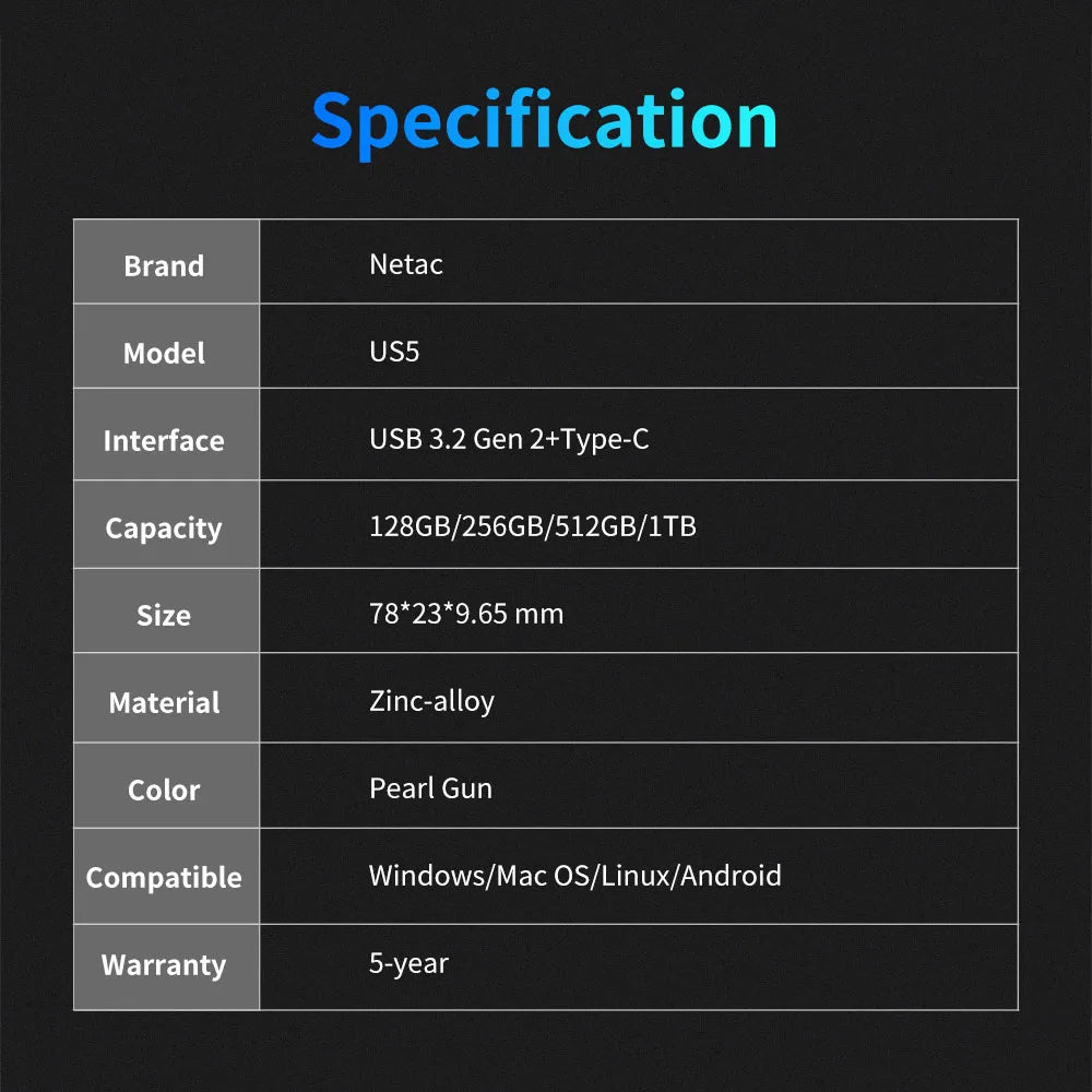 Solid State USB Drive USB 3.2 Gen2 Type C USB Flash Disk Drive