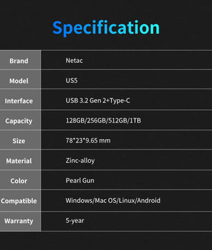Solid State USB Drive USB 3.2 Gen2 Type C USB Flash Disk Drive