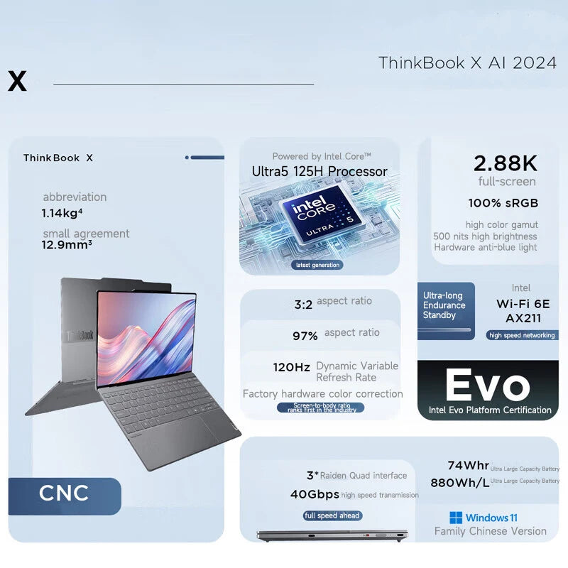 1TB 13.5“ Intel Core Ultra 5 Processor 125H Lenovo Laptop