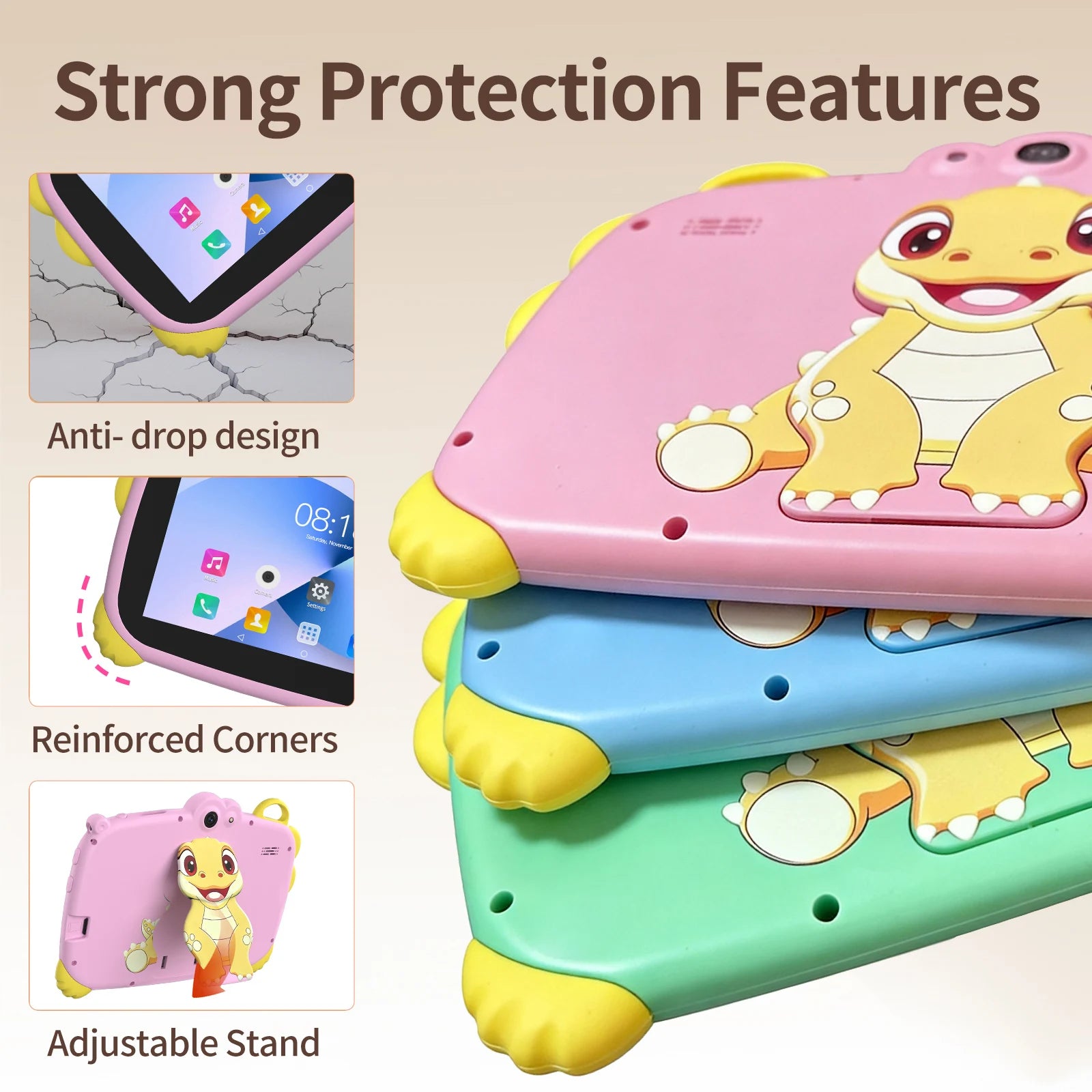 Sauenaneo 7-Inch Android 13 Kids Tablet With Dual Camera Function
