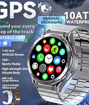 Waterproof AMOLED Display Android GPS Round Shape Smartwatch