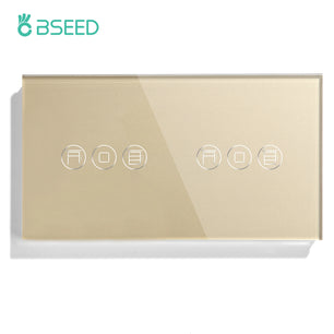Bseed 10A Alloy 3 Gang Crystal Glass Panel Wall Light Touch Switch