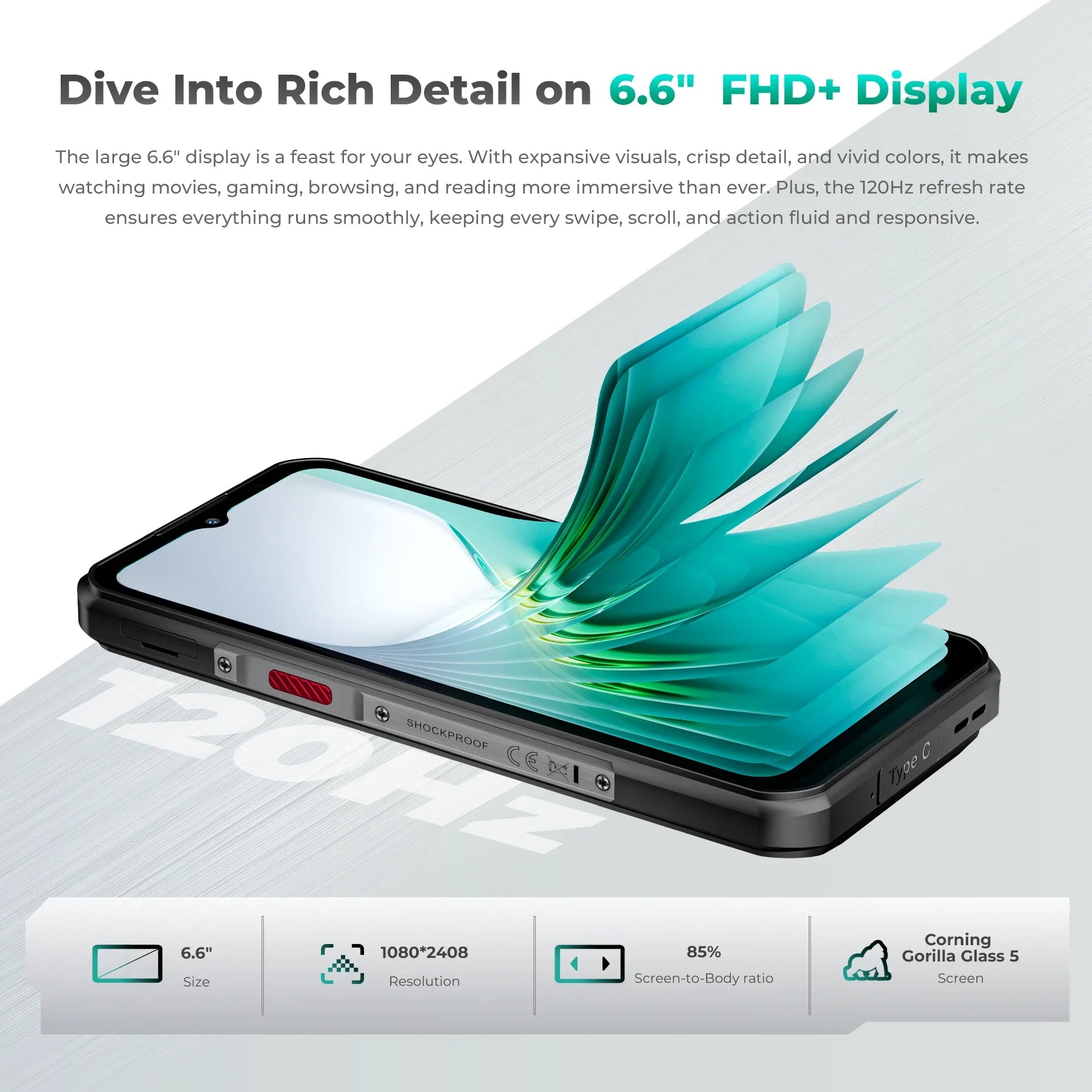 11000mAh 6.6" 512GB Android WP62 5G Rugged Smartphone