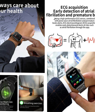 Silica Gel Waterproof Android Square Heart Rate Tracker Smartwatch