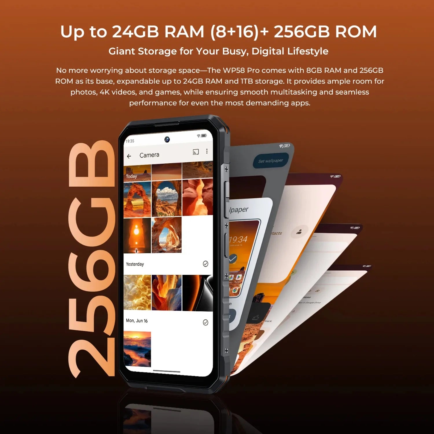 7500mAh 256GB 120Hz Android WP58 PRO 5G Rugged Smartphone