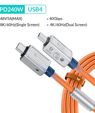 40Gbps Aluminum Alloy PD240W Type-C Fast Charging Cable