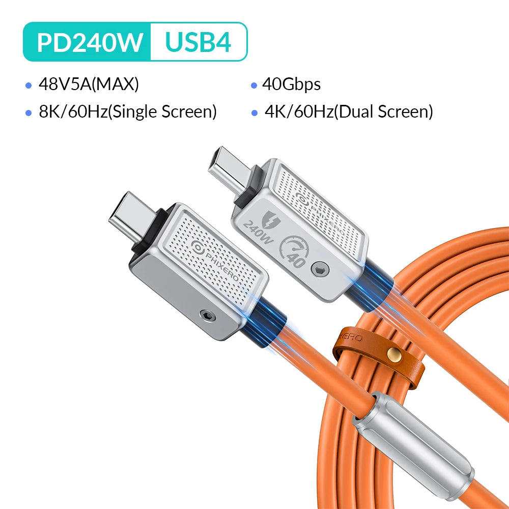 40Gbps Aluminum Alloy PD240W Type-C Fast Charging Cable