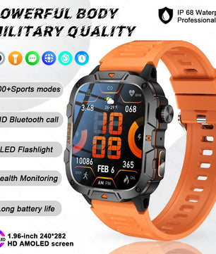 Fine Steel Waterproof Android Square Shaped Amoled Screen Smartwatch
