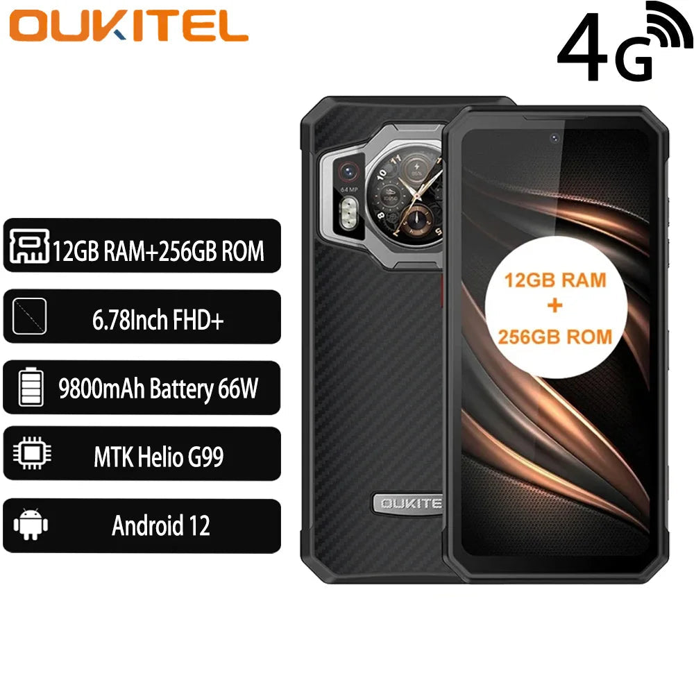 9800mAh 6.78" 12GB 256GB Android WP21 Rugged 4G Smartphone