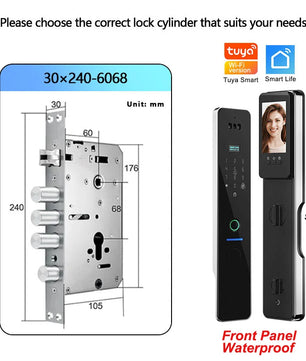 Wifi R2 IP66 Waterproof Fingerprint Electronic Lock With Camera