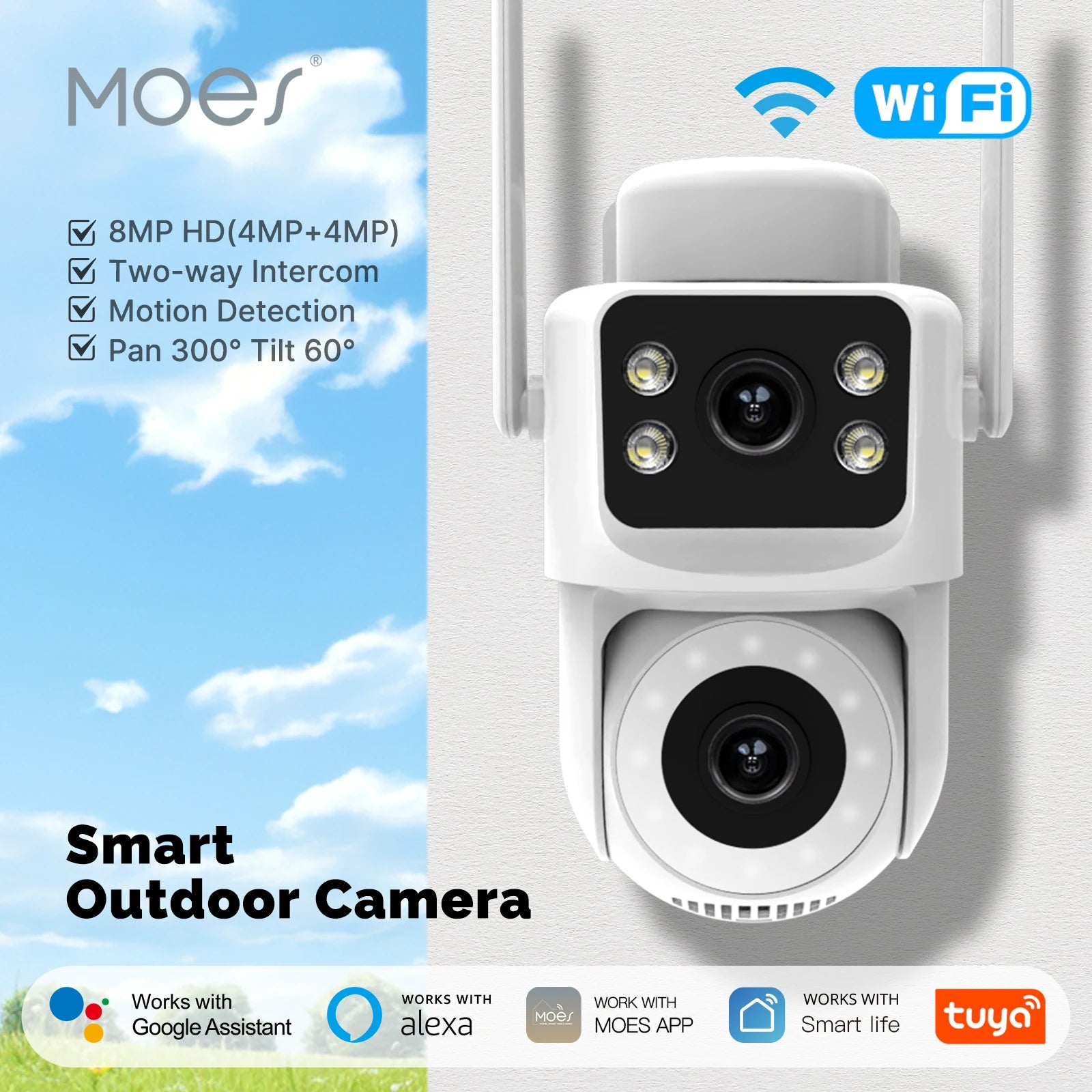 Moes 2.4GHz 8MP Outdoor Waterproof Auto Track Two Way Camera