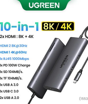 Ugreen 13-IN-1 Type-C Card Reader HDMI USB Splitter Hub