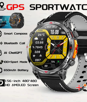 Steel Android Round Shape Waterproof On-Wrist Smartwatch