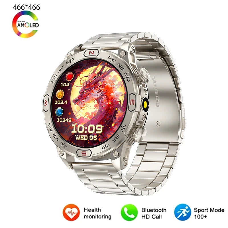 Alloy Waterproof Round Shaped On Wrist Outdoor Sports Smartwatch