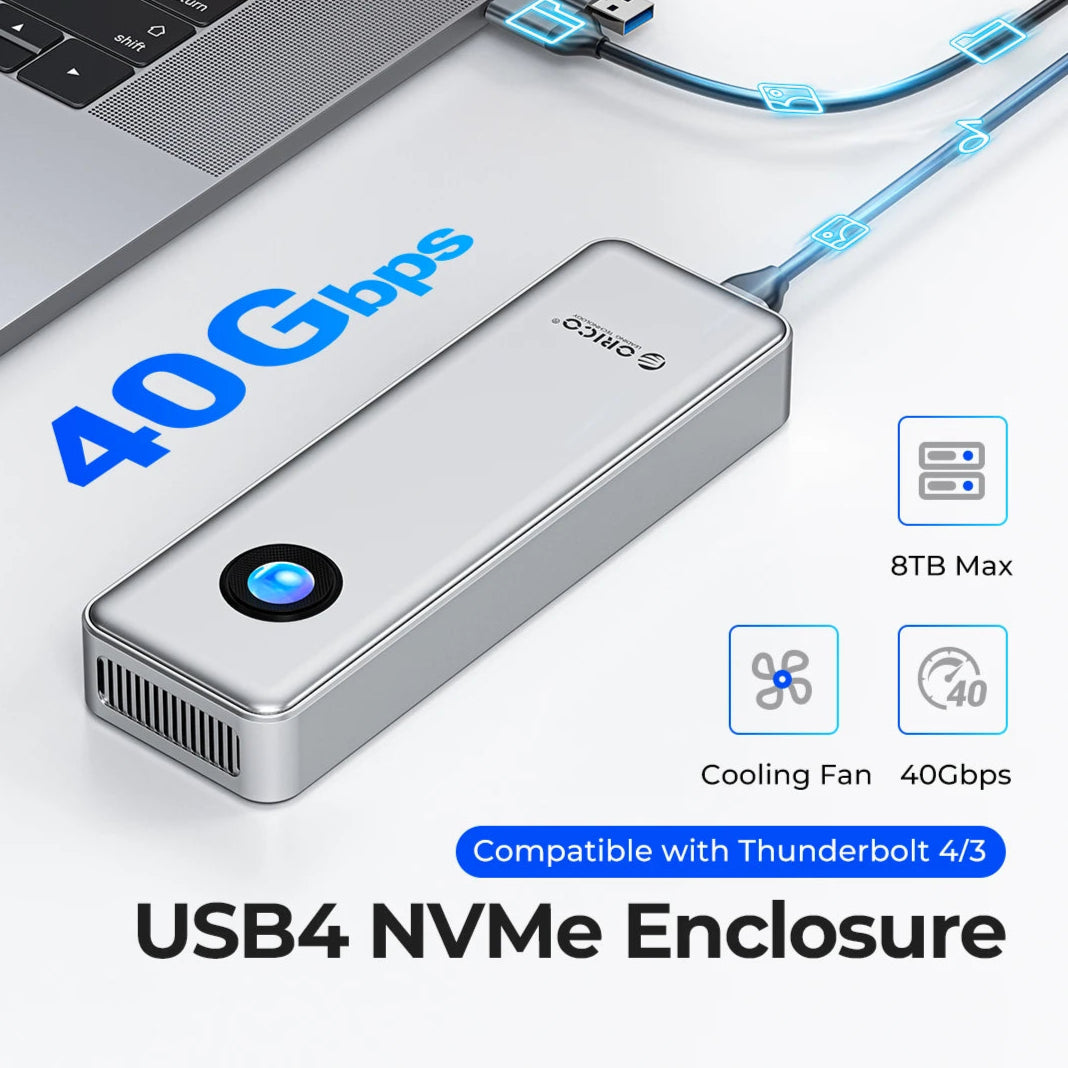 40Gbps M.2 NVMe Cooling Fan High Speed External SSD Enclosure
