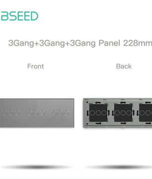 Bseed 10A Alloy 3 Gang Crystal Glass Panel Wall Light Touch Switch