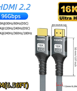 Aluminium 7.3mm 48Gbps HDMI-Compatible 2.1 Cable For Laptop
