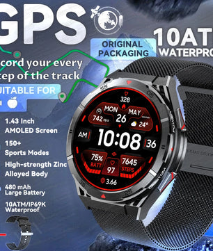 Silica Gel Android GPS Round Shaped Amoled Screen Smartwatch