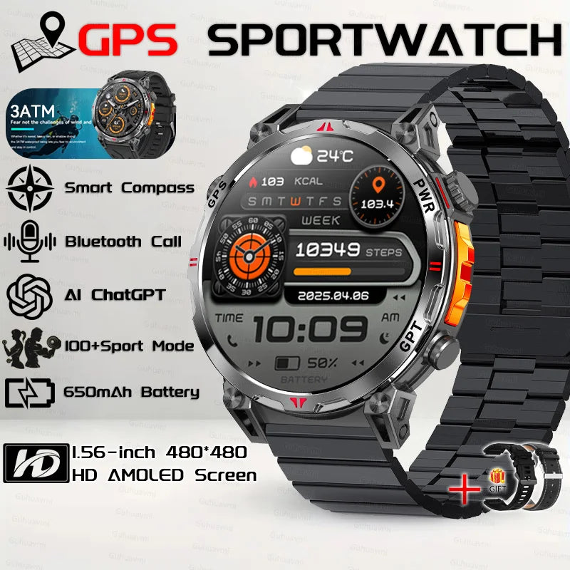 Steel Waterproof Android Round Shape On-Wrist Smartwatch