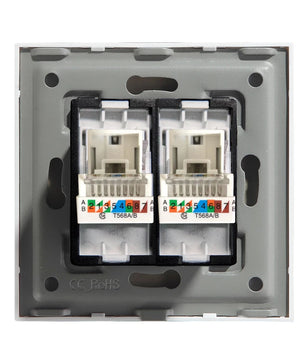 Bseed Glass Panel Iron Plate Dual Internet Socket Switch Module