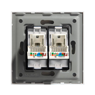 Bseed Glass Panel Iron Plate Dual Internet Socket Switch Module