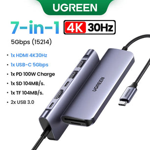 Metal USB-C HUB HDMI Compatible Card Reader for Laptop MacBook