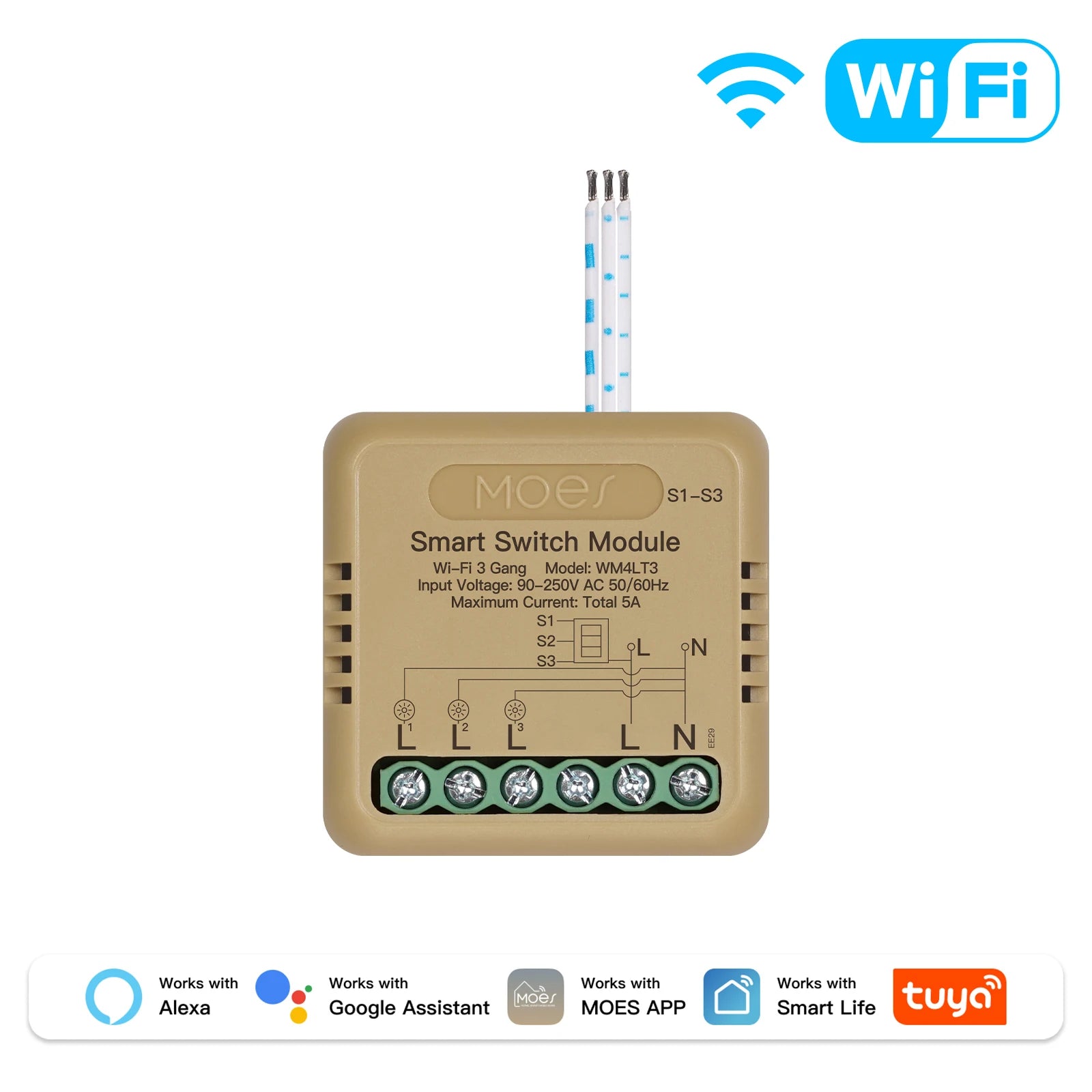 MOES WiFi Zigbee Smart Switch Module 1-4 Gang with Voice Control