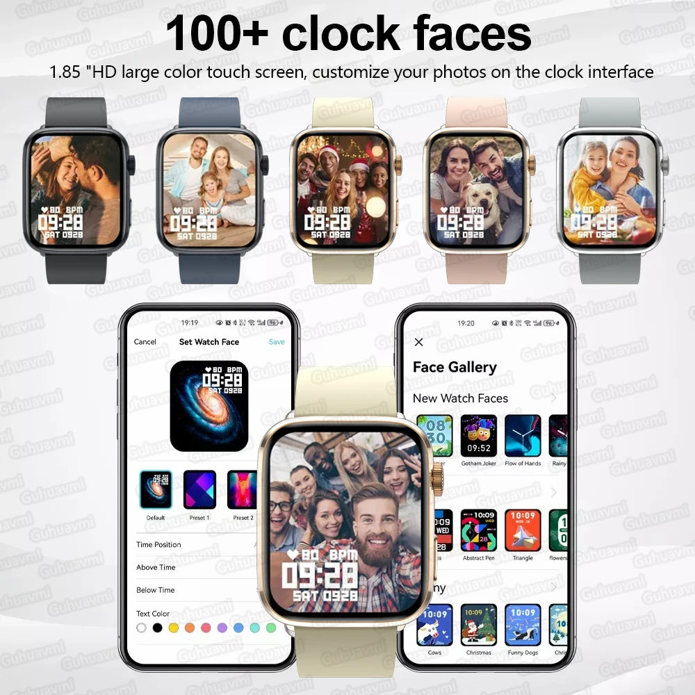 Rubber Waterproof Android Square Shaped Amoled Screen Smartwatch
