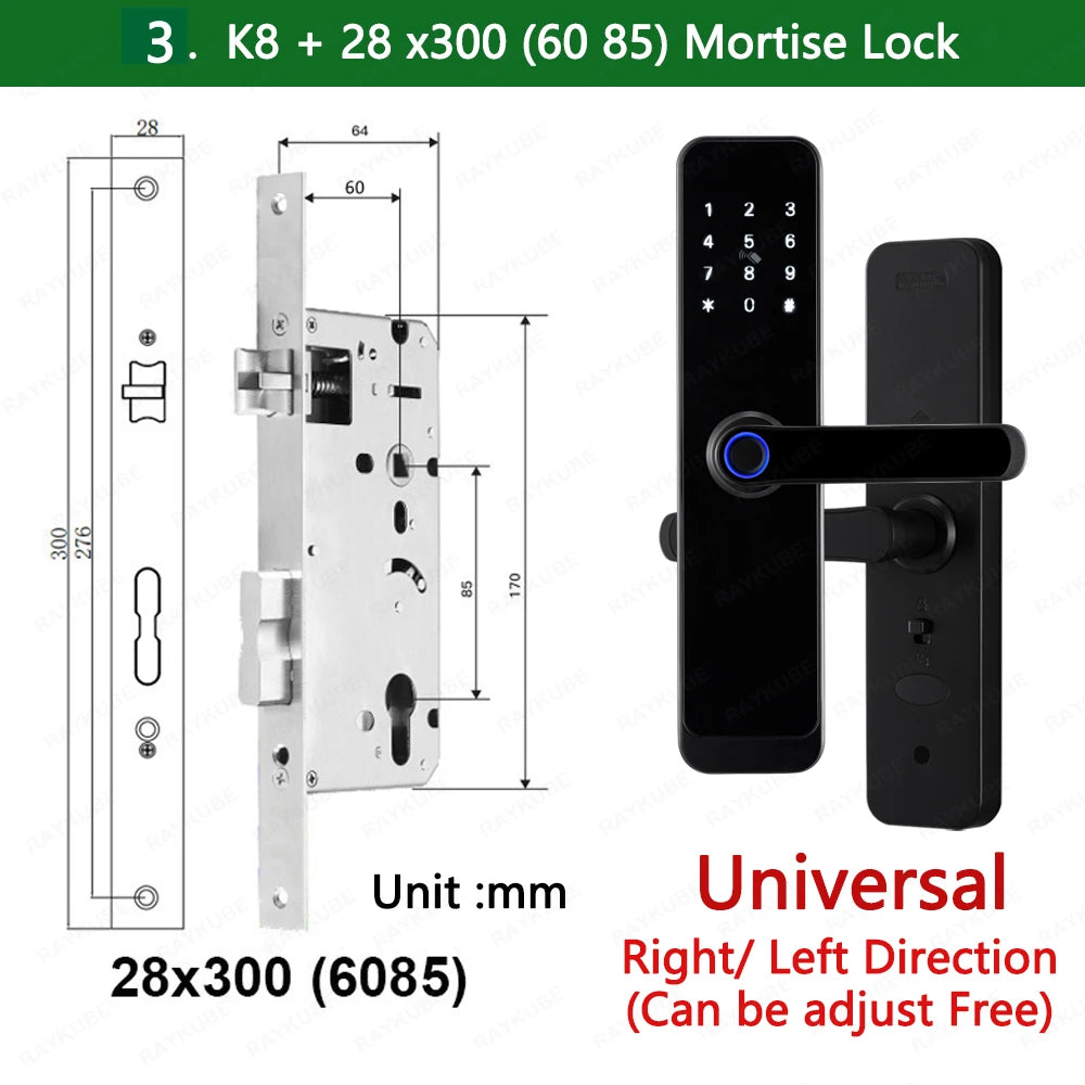 Wifi Smart Fingerprint Digital Electric Door Lock with Longer Handle Panels