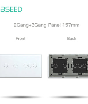 Bseed 10A Alloy 2 Gang Crystal Glass Panel Light Touch Switch