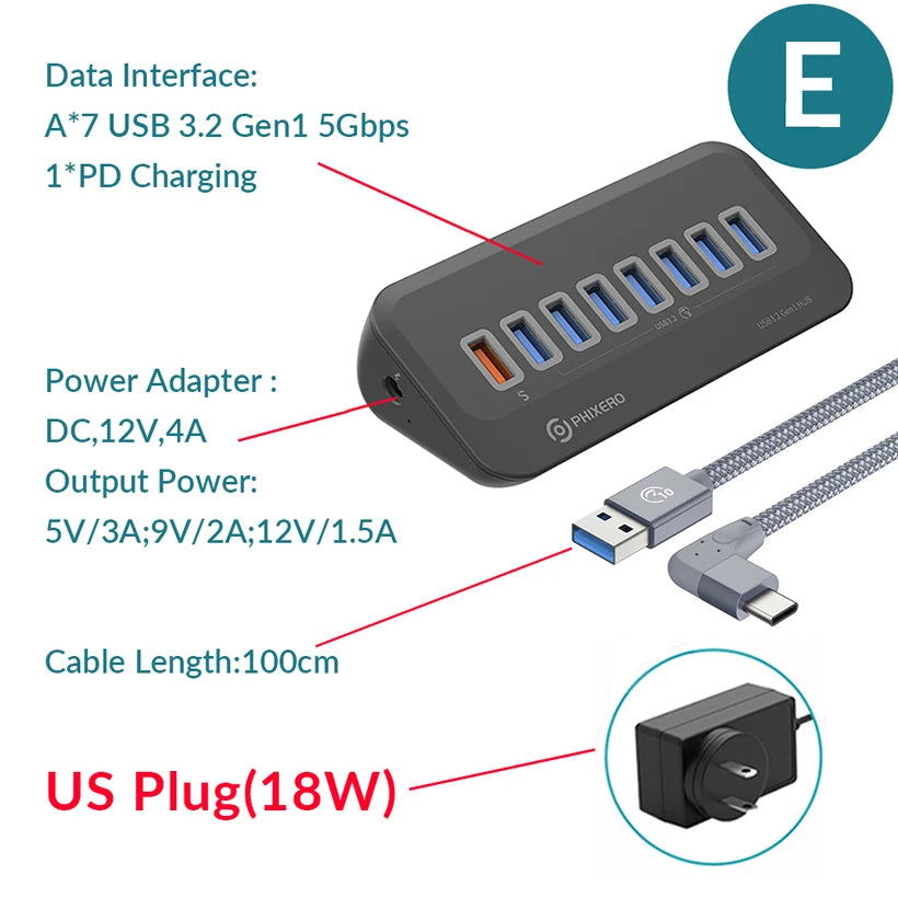 USB 3.2 Type C USB 3.0 Adapter Docking Station with SD Card for Laptop PC
