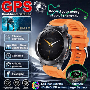Fine Steel Waterproof Android Round Shaped Amoled Screen Smartwatch