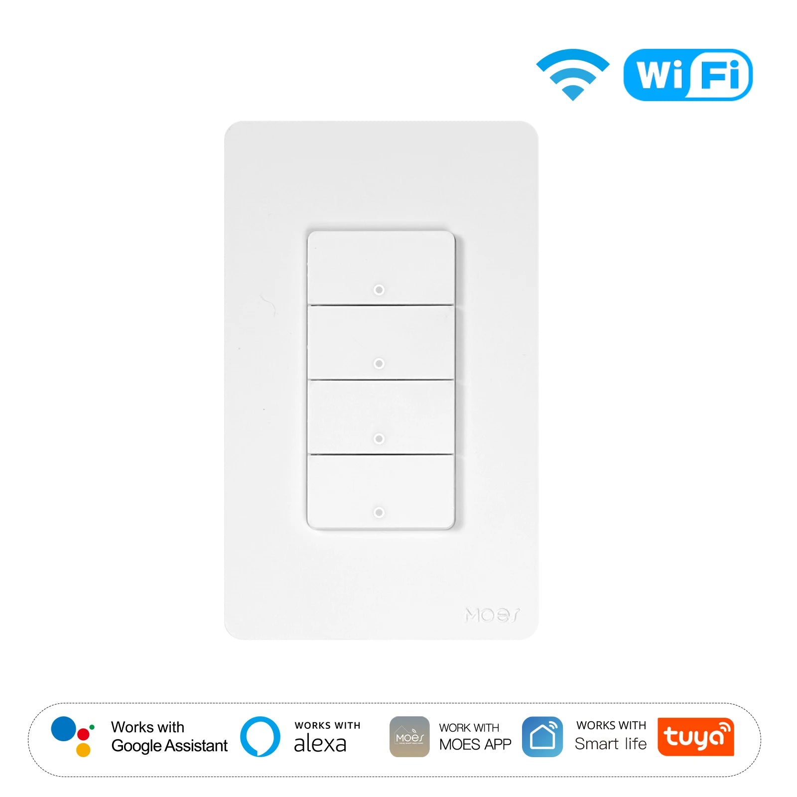 MOES Tuya WiFi Smart Wall Button Switch with Alexa Google