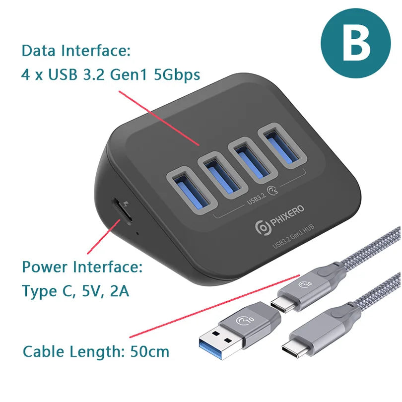 USB 3.2 Type C USB 3.0 Adapter Docking Station with SD Card for Laptop PC