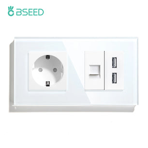 Bseed 16A Glass Panel Touch Light Wall Wireless Socket Switch