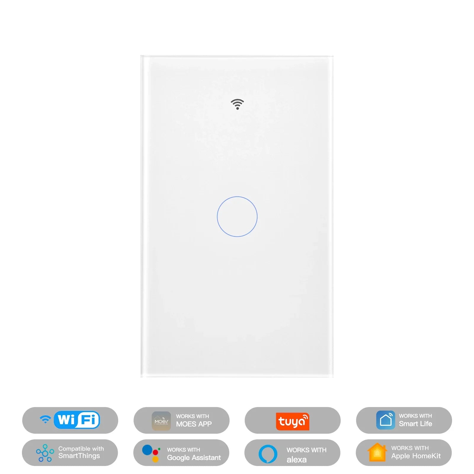 Moes Tuya WiFi Smart Light Glass Touch Panel Fireproof Switch