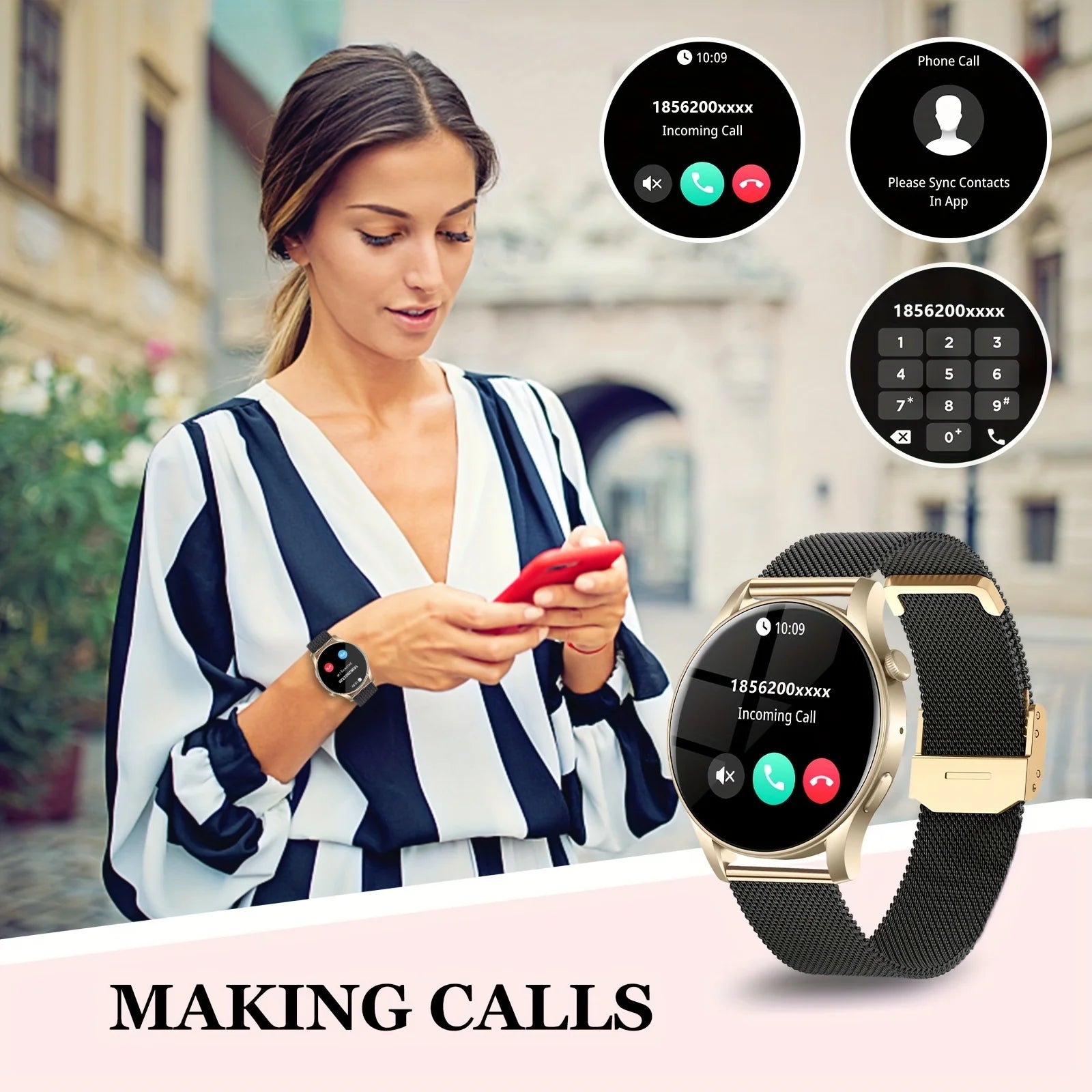 Alloy Waterproof Amoled Full Touch Screen Android Round Smartwatch