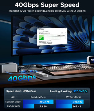 40Gbps M.2 NVMe Cooling Fan High Speed External SSD Enclosure