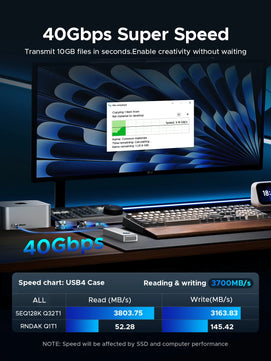 40Gbps M.2 NVMe Cooling Fan High Speed External SSD Enclosure