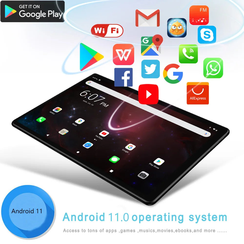 5000mAh 4GB RAM 64GB ROM 10.1 Inches Touch Android 11.0 Tablet