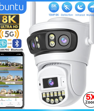 IP66 15MP Three Lens Wifi Outdoor 5X Digital Zoom Surveillance Camera