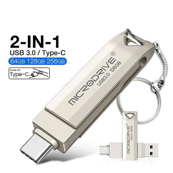 256GB Metallic USB 3.0 Rectangle Shaped Memory Stick Pen Drive