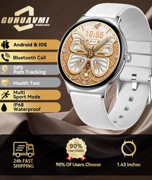 Silica Gel Full Touch Screen Android Round Shaped Digital Smartwatch