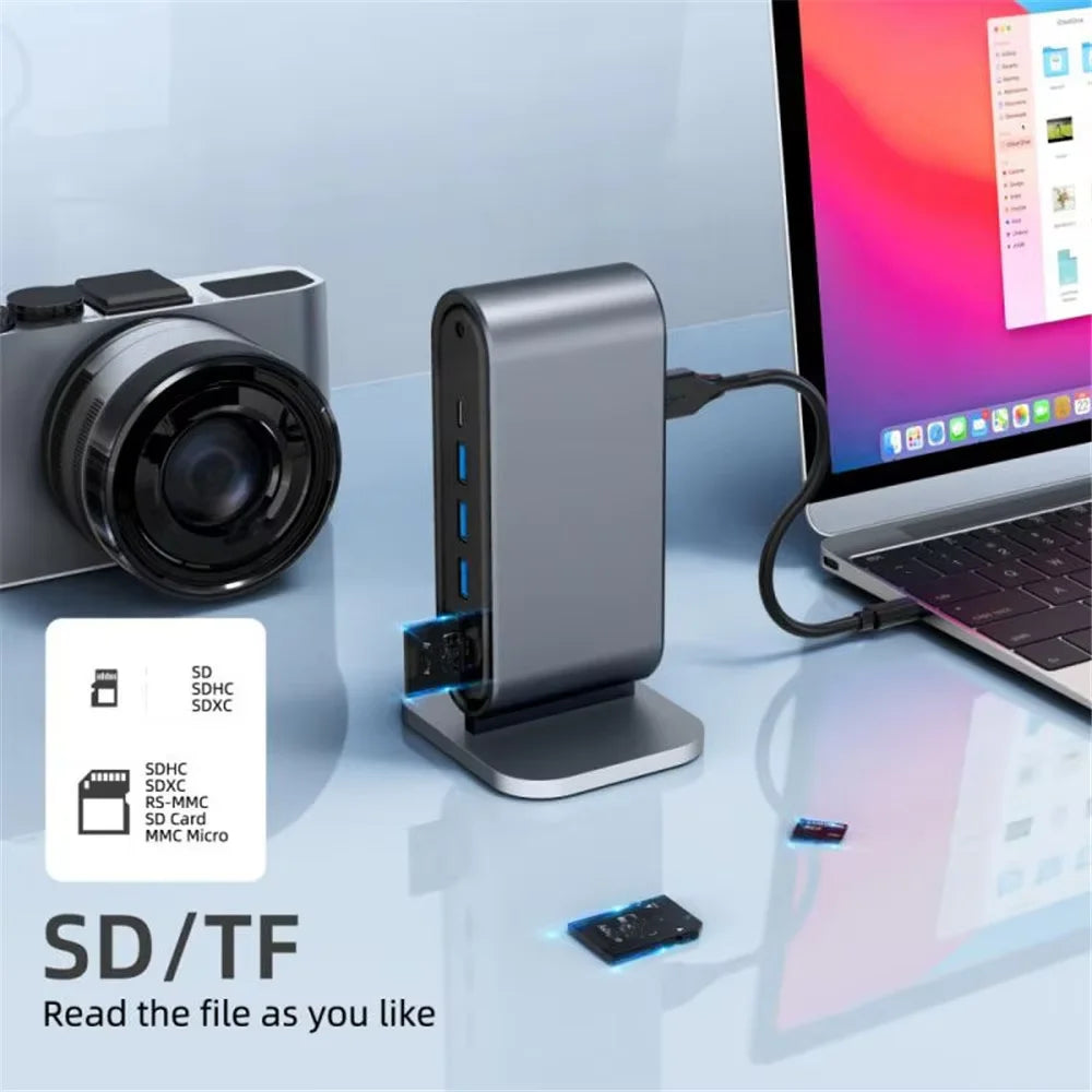 12-IN-1 Metallic Type-C HDMI Compatible RJ45 Docking Station