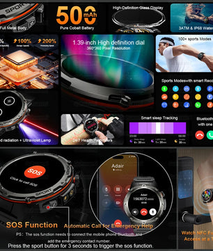 Silica Gel Waterproof Round Shaped Heart Rate Tracker Smartwatch